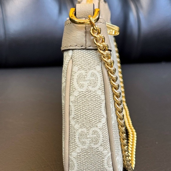 Gucci Ophidia mini bag in beige and white GG Supreme Leather & Canva handbag - Picture 5 of 12